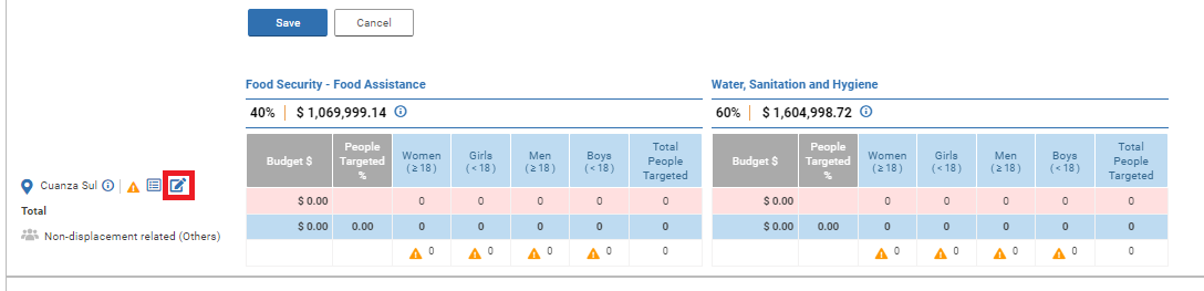 OneGMS - CERF Project Proposal – Locations Tab - Step 1 Manual data entry