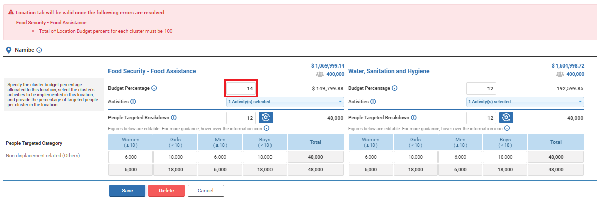 OneGMS - CERF Project Proposal – Locations Tab - Error 1