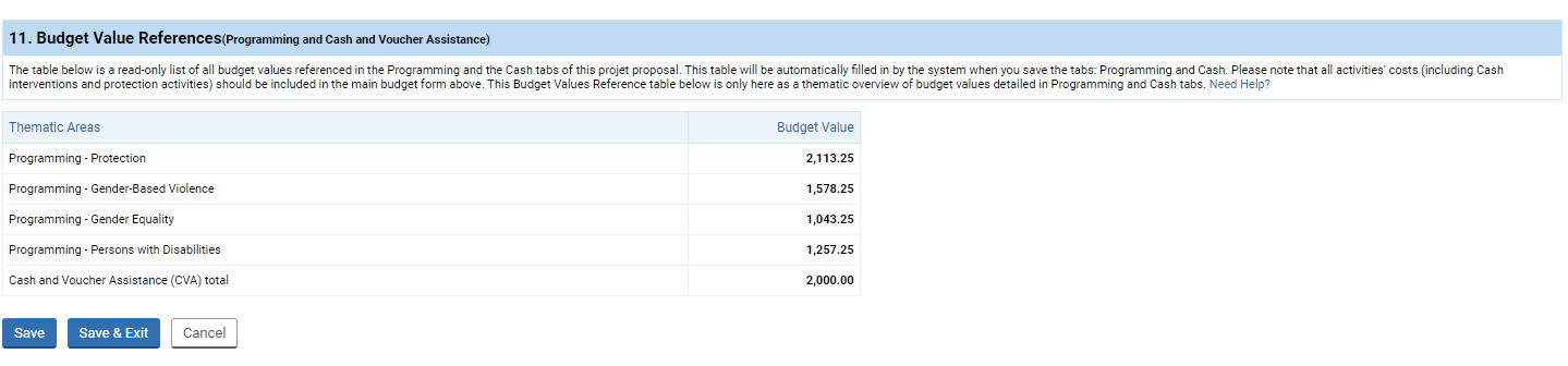 OneGMS - Budget Tab - Budget Value References