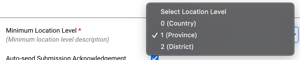 Minimum location level field