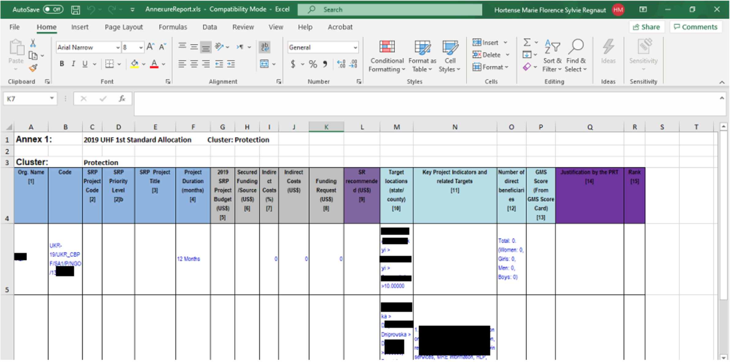 The Annexure Report in Excel format.